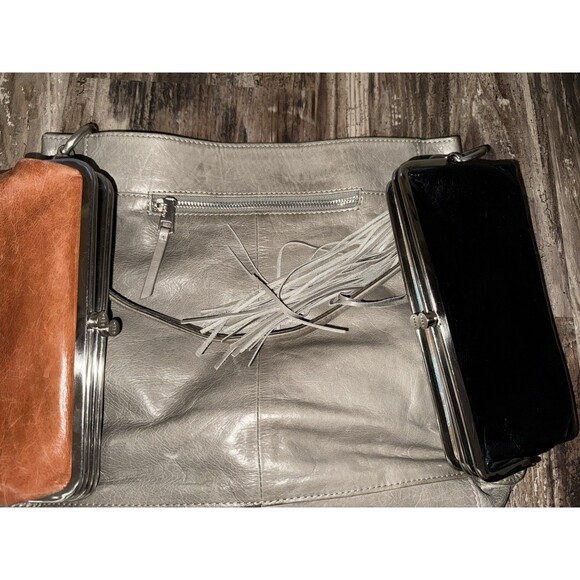 Rare Hobo Grey Leather Purse, Black + Brown Leather Cluthes, Millie Hobo Lot - Picture 8 of 9